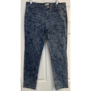 J. Jill Sz 16 Jeans Weekender Straight Leg 36x30 Medium Wash‎ Floral Design